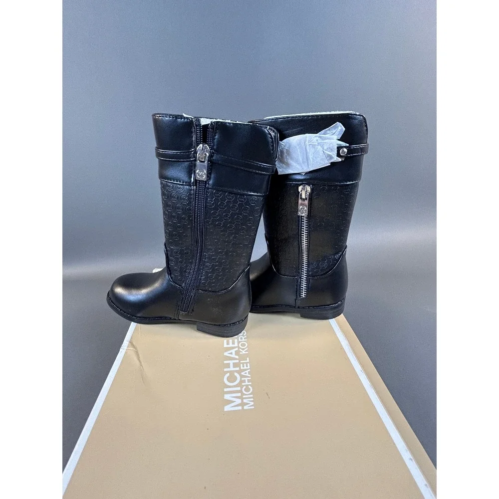 Michael Kors Emma Rachel Black Monogram Kids Tall Boots Size 7 Toddler MP103221A
